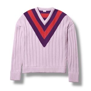 Anthropologie KULE The Yale Cotton Cashmere Silk Sweater Pink Academia Small